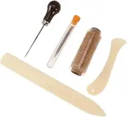 Homoyoyo Bookbinding Tools Set 10pcs Bone Creaser Needles Waxed Thread Wood Handle Awl for DIY Craft Supplies