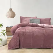 Dreamaker Embossed Teddy Fleece Quilt Cover Set Blush (Single, King Single,Double,Queen,King)