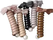 5PCS Telephone Braided Ponytail Wire Headband Hair Bands Wraps Hair Rope Bowknot Spiral Hair Ties for Women Coil Hair Scrunchies