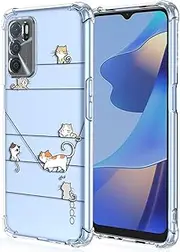 [XINYEXIN] Mobile Phone Case for Oppo A16 / Oppo A16s / Oppo A54s Case Cute Cat Cartoon Pattern Design Fashion Ultra Thin Transparent Protective Case Shockproof TPU Bumper Clear Case - Kitten