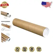 4" x 26" Kraft Mailing Tubes with Snap-On Caps - Pack of 15 for Document Safety