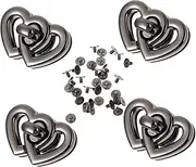LOORGVEL 4pcs Luggage Double Heart Lock Garage Door Lock Clear Bag Compartment Keeper Latch Lock Portable Chain Door Handles with Locks Latches Door Latch Black Alloy
