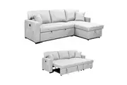Foret 3 Seater Sofa Bed Modular Corner Pullout Lounge in light grey