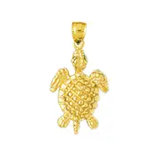 14K Gold Sealife Turtle Charm