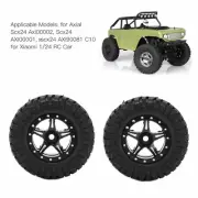 (Black)2PC Aluminum Rims Tires Set For Axial SCX24 AXI00001 1/24 RC CrawleR HO