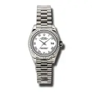 Original Rolex Lady-Datejust 26 White Dial 18K White Gold President Automatic Ladies Watch 179179WRP