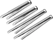 4pcs Stainless Steel Serving Tongs Multifunctional Ice Tongs with Sawteeth for Sugar Cubes Ice Cubes Kitchen Tools for Appetizers BBQ More
