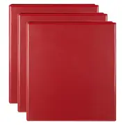 3x Marbig Clearview 4 D-Ring Insert Binder A4 File 50mm Document Organiser Red