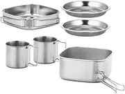 BESPORTBLE Stainless Steel Portable Pot Camping Cookware Set Compact Mess Kit for Hiking Picnic Outdoor Cooking