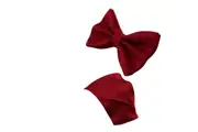 Mens Red Plain Coloured Checkered Bow Tie & Matching Pocket Square Set