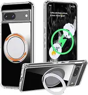 Magnetic Stand Case for Google Pixel 7 - Compatible with MagSafe,360 Rotatable Ring Kickstand Slim Fit Shockproof Protective Phone Case - Clear