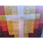 Patchwork QUILT 51 X 56 Handmade Orange Yellow Never Used