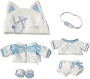 niannyyhouse 10cm 20cm Plush Doll Clothes Cat Ears Hat Coat T-Shirt Pants Backpack 8in Stuffed Doll Dressup (20cm)