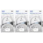 3x White Magic Adjustable Kitchen Sink Silicone Caddy Storage Organiser White