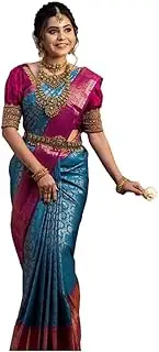 [C J Enterprise] Women's Pure Kanchipuram Silk Sarees For Wedding With Un-Stitched Blouse Piece (RMM Paithani)
