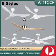 Remote Ceiling Fan with Lamp 65" 52" DC Motor Fans Noiseless 6-Speed Reversible