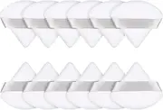 [Maitys] 12-Piece Triangle Powder Puff Set for Face Makeup - Soft, Washable, Reusable Cosmetic Sponges for Loose Powder, Foundation, and Wet/Dry Application (White)