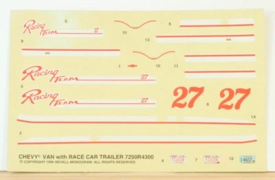 Model kit Decal Sheet Chevy Van unused P29