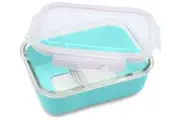 Melii: Glass Container with Silicone Sleeve - Blue (740ml)
