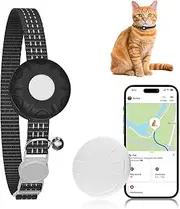 Cat Tracker, Cat Tracker Collar with Safety Elastic Buckle, Compatible with Apple Find My App (Only iOS), No Monthly Fee, Waterproof Pet Tracker for Cats, Black