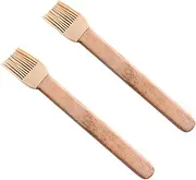 SUPVOX Ergonomic Wood Handle BBQ Brush Silicone Basting Brush Set of 2 for Kitchen Grill