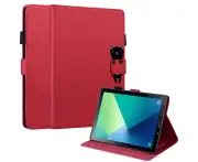 PU Leather Folio Stand Wallet Cover Case with Pencil Holder Card Slot for Samsung Galaxy Tab A 2016 10.1 inch SM-T580/SM-T585-Red