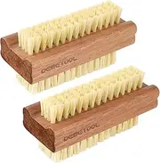 DEBETOOL Acacia Wood Firm Nail Brush,2 Pack Wooden Nail Scrub Brush for Fingernail cleaning,Natural two Side Nail Scrub Brush