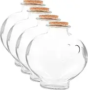 Ciieeo 4pcs Peach Heart Bottles with Cork Stoppers Empty Spell Jars for DIY Crafting Wedding Favors and Home Decoration