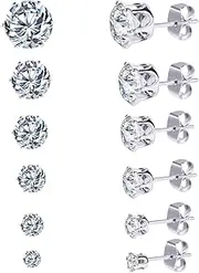 [Xiyantiji] Cartilage Stud Earrings Set Surgical Steel Earrings for Women Men Stainless Steel Earrings Hypoallergenic Minimalist Stud Earrings for Girls Boys 6 Pairs