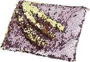 Double-Sided Glitter Pencil Case Reversible Sequin Zipper Pencil Pouch for Cosmetic Makeup Holder Large Capacity with Glitters Office Organizer Storage Makeup Bag for Students Girls (Pink+Gold)