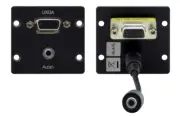 Kramer WXA-2P (B) Wall Plate Insert 15pin HD/3.5mm Stereo Audio Black New in Box