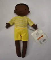 Cloud Island Plush Cloth Doll Boy Black African American Yellow Clothes 12.5"
