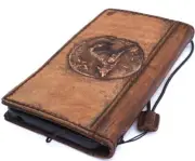 Genuine Leather Case Fo Iphone 15 14 13 12 11 Pro Max Wallet Book Wolf Vintage