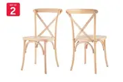 Set of 2 Matt Blatt Melrose Cross Back Dinning Chairs (Natural Beech/Board Seat)