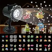 Christmas LED Projector Lights, Halloween Christmas Projector Lights Outdoor Upgrade 12 HD Non Fading Slides Waterproof Snowflake Projector Lamp Decoration for Indoor Xmas Holiday Party