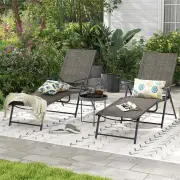 Costway2 Piece Patio Folding Chaise Lounge Chairs with 6-Level Backrest-Coffee