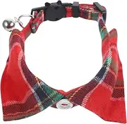 Abaodam Adjustable Cat Collar with Bowtie and Bell Stylish Plaid Neckwear for Kittens Skin Friendly Comfortable Safe for Pets for Everyday Wear and Special
