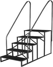 ATATQH 5-Step Pool Ladder with Handrail - 660 Lb Capacity RV Stairs, Anti-Slip Panels for Ground Use Heavy Duty Step Stool