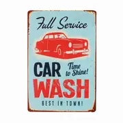 2x Car Wash Tin Sign Rustic Look Vintage Tin Metal Sign Man Cave Metal 200x300mm