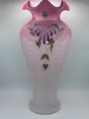 Fenton Pink Rosalene Feather Vase