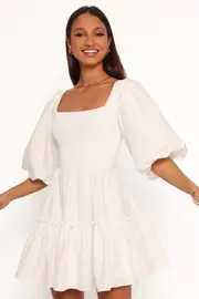 [PUP118] Meredith Mini Dress - White XS White