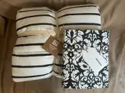 NEW Pottery Barn Teen Market Stripe Twin XL Comforter Damask Sheet set Black 4pc