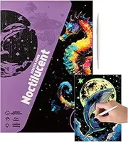 Scratch Paper for Kids - Handmade Glitter Scratchboard Art Set of 4 | A4 Size Coloring Drawing Craft, Craft Art Supplies for Children, Teenagers and Adults