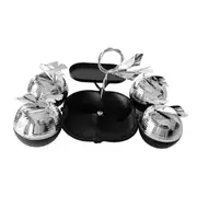 Silver Metal Candy Jar Canisters Set of 4 with Stand 34*25*20 cm