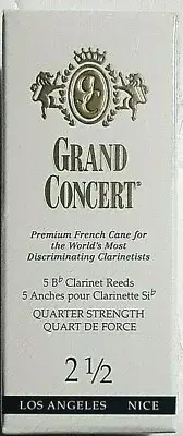 Grand Concert Bb Clarinet Reeds, #2.5, Sealed Box Of 5