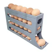 Fridge Egg Storage Box Four Tiers Automatic Rolling Large Capacity Space-Saving 30 Egg grey