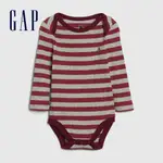 GAP 嬰兒裝 時尚撞色條紋圓領長袖包屁衣 布萊納系列-紅色條紋(599832)