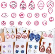 Keoker Polymer Clay Cutters for Earrings, Spring Floral Clay Cutters, Polymer Clay Cutters for Earrings Jewelry Making, 20 Shapes Flower Clay Earrings Cutters (Floral Studs & Earrings Cutters)