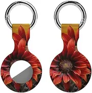 1PCS for Red Sunflower Air Tag Holder Case Waterproof & Shockproof Anti-Scratch Protective Air Tag Cover with Keychain Ring Silicone Tags Holders for Luggage, Backpack, Keys, Pet