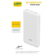 USP 10K mAh Power Bank (37W) with Triple Ports (USB-C + Dual USB-A) White - LED Power Indicator,Fast Safe,Intelligent Charging,Meet Airport Aviation 6972890208078